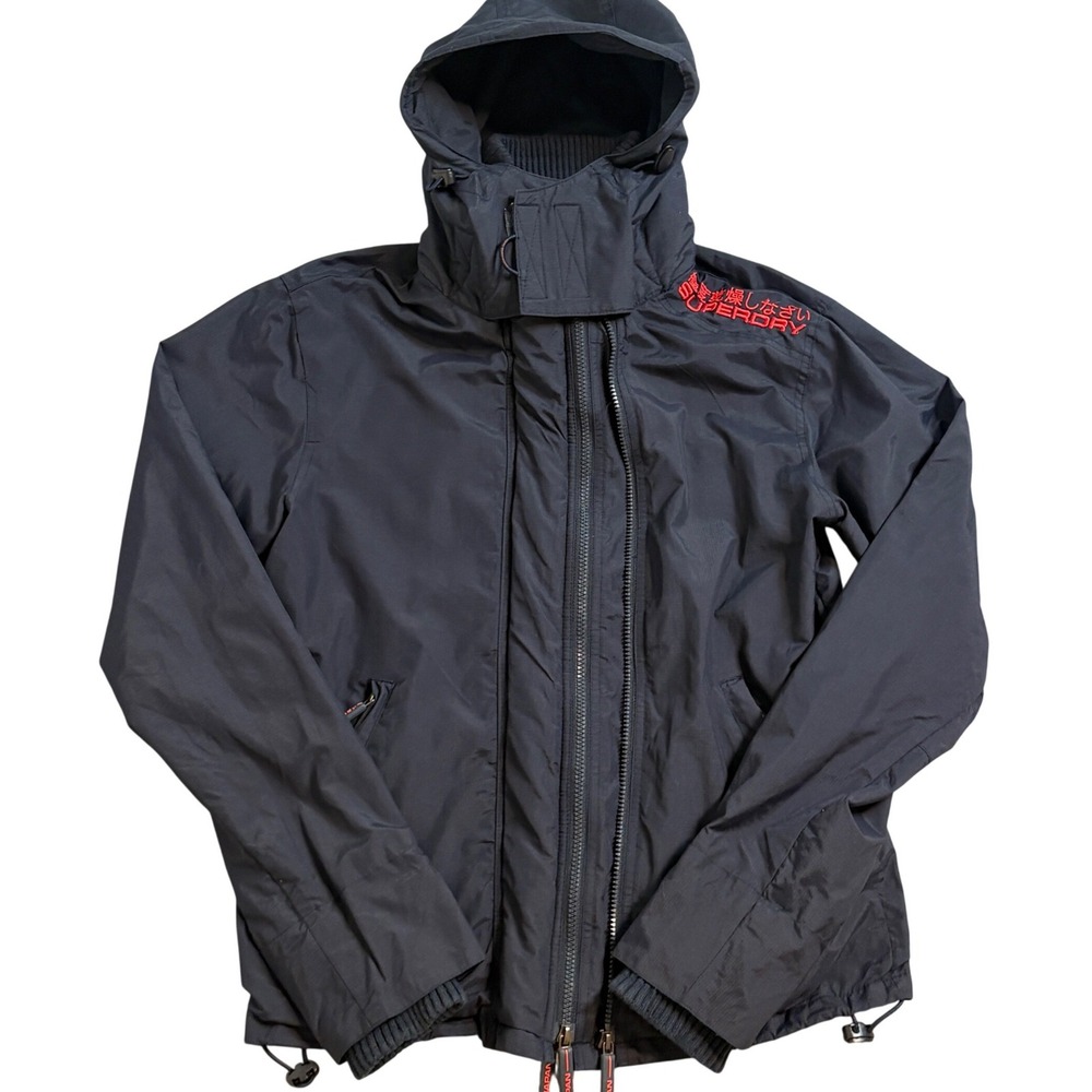 Superdry Japan Windcheater Jacket Mens Small Embroidered Triple Zip Hood